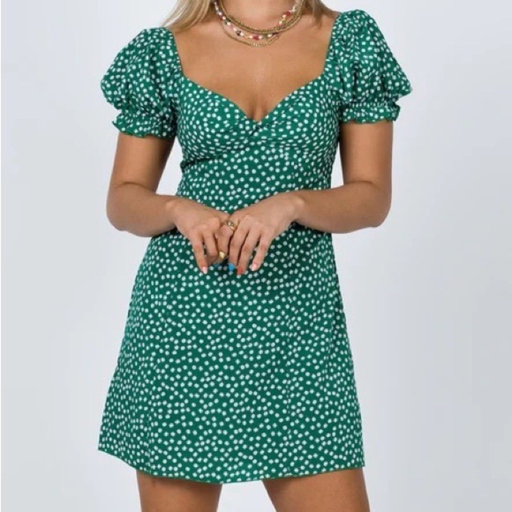 Princess Polly Green Polka Dot Mini Dress